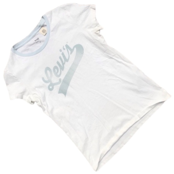 LEVI’S White & Blue Short Sleeve Round Neck Tee - Picture 1 of 7